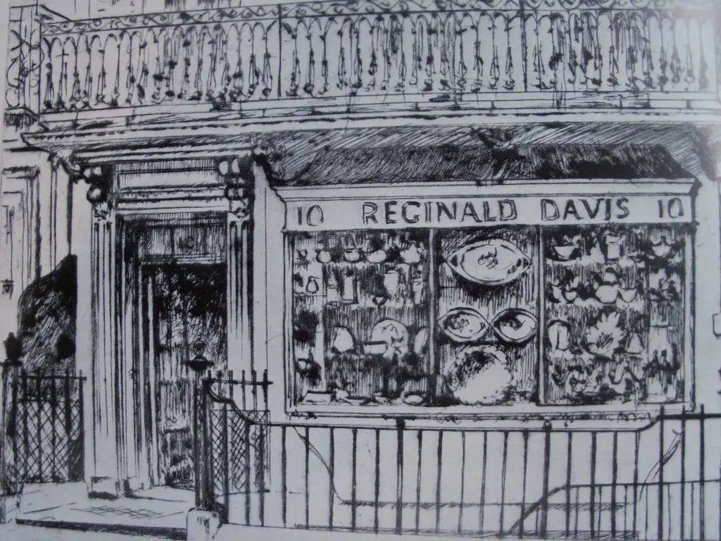 Drawing of Reginald Davis storefront.