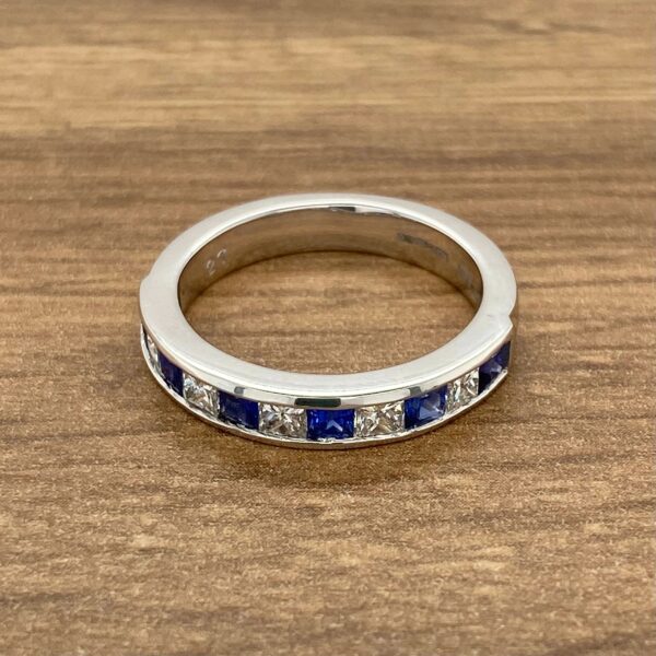 Diamond and sapphire eternity band ring.
