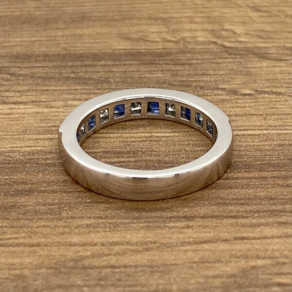 White gold sapphire and diamond band.