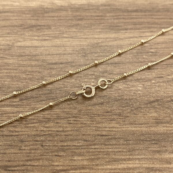 Gold chain necklace with small beads.
