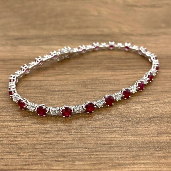 Ruby and diamond tennis bracelet.