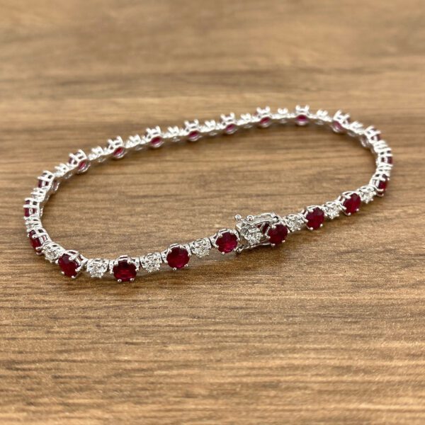 Ruby and diamond tennis bracelet.