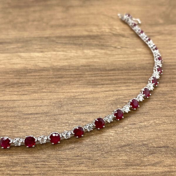 Ruby and diamond tennis bracelet.