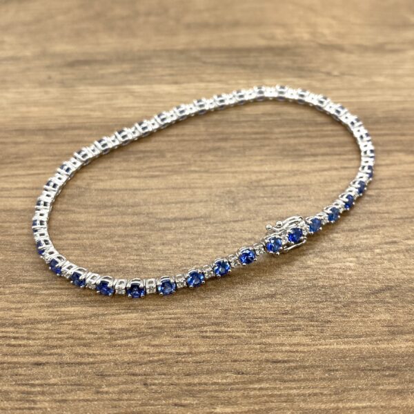 Sapphire and diamond tennis bracelet.
