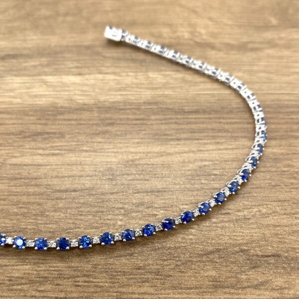 Sapphire and diamond tennis bracelet.