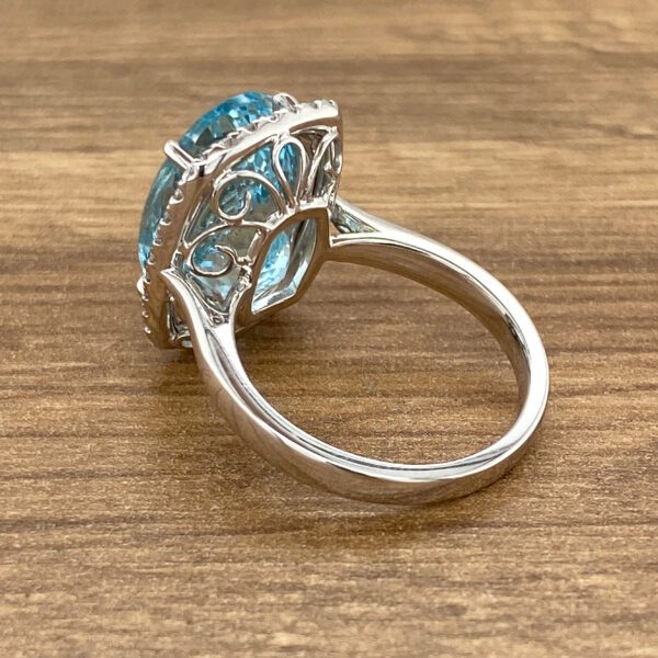 Aquamarine ring with filigree setting.