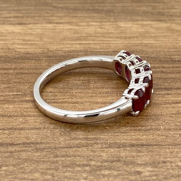 White gold ruby five-stone ring.