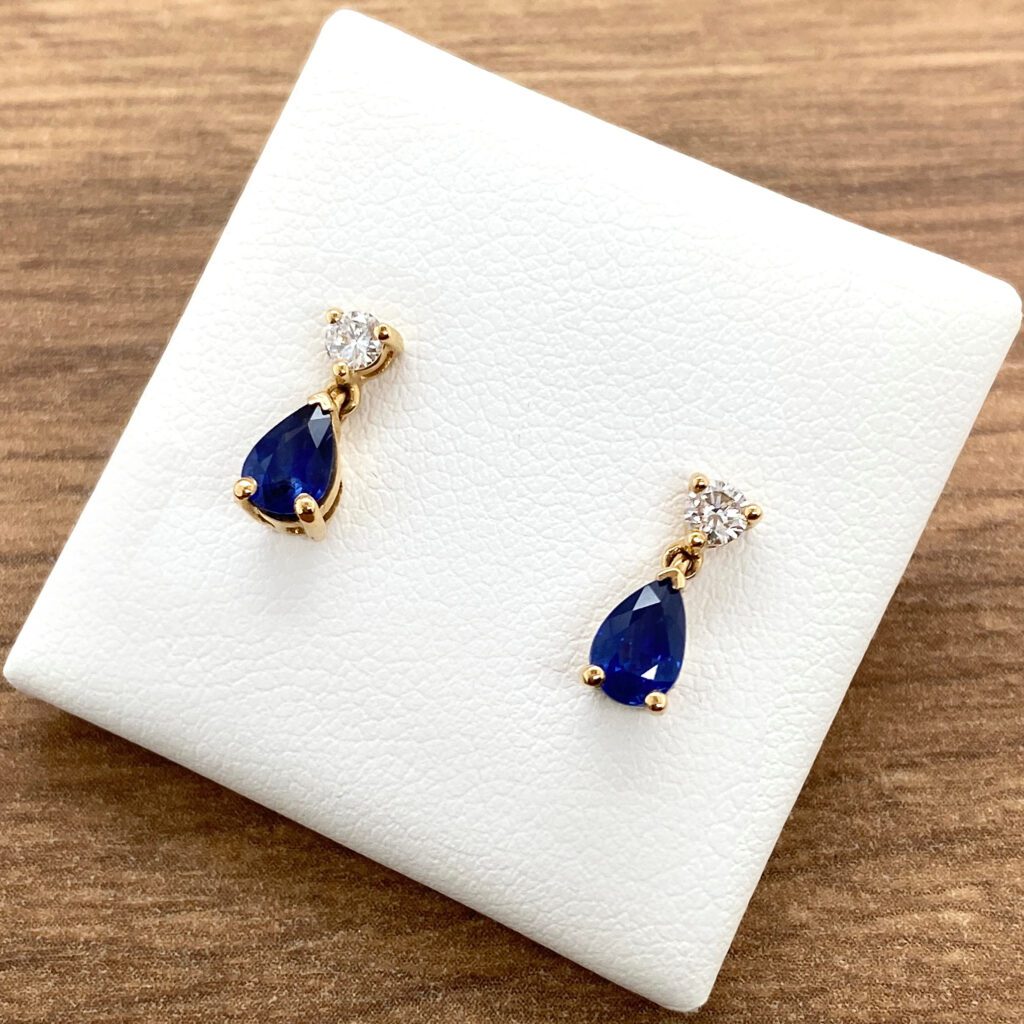 Sapphire and diamond drop earrings.
