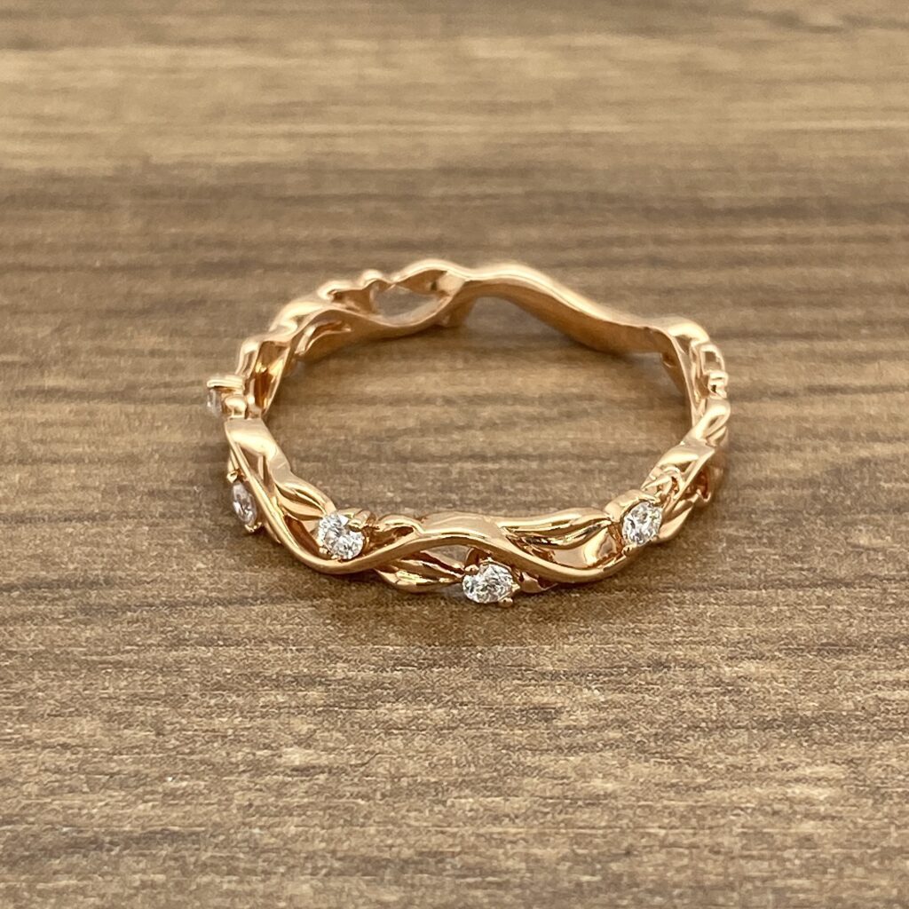 Rose gold diamond vine ring.