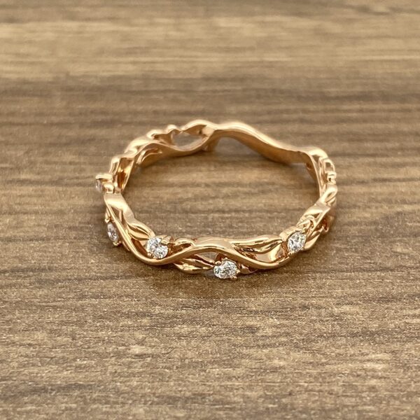 Rose gold diamond vine ring.