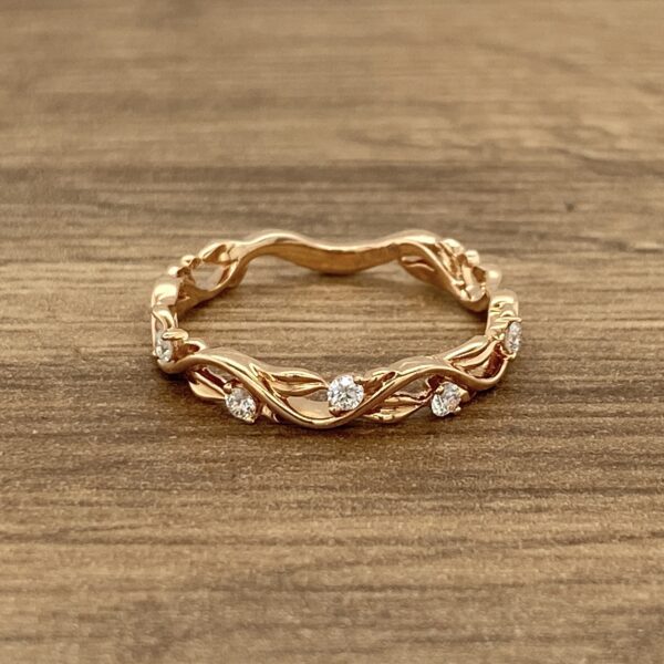 Rose gold diamond vine ring.