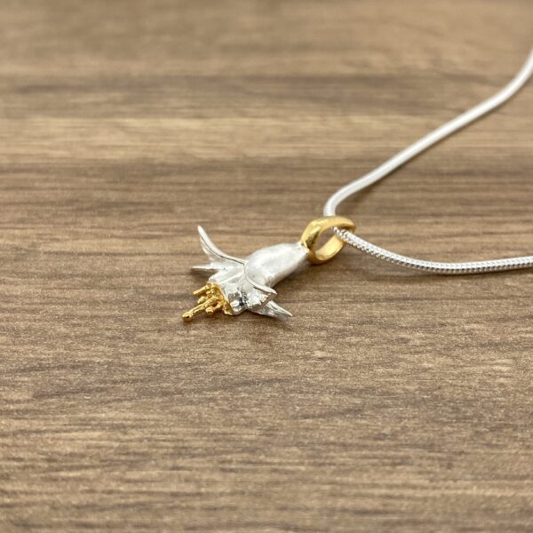 Silver fuchsia flower pendant necklace.