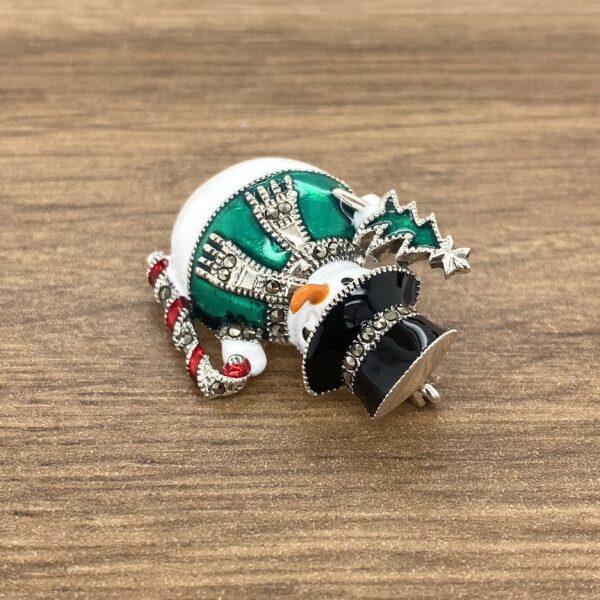 Here's an alt tag for the image: Christmas snowman brooch pin.