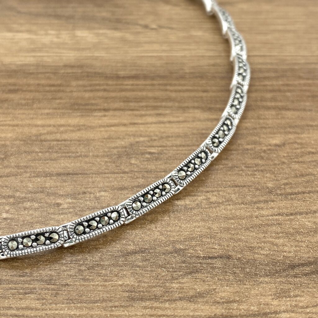Silver marcasite rectangular bracelet.