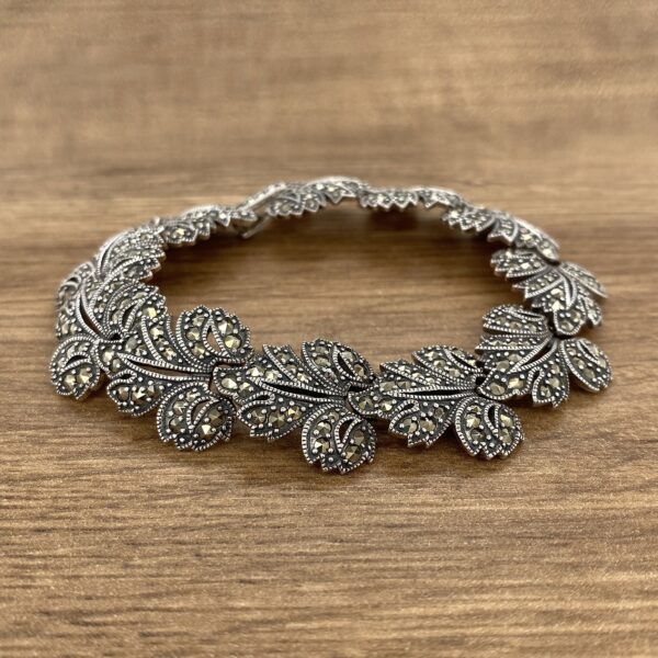 Silver marcasite leaf bracelet.
