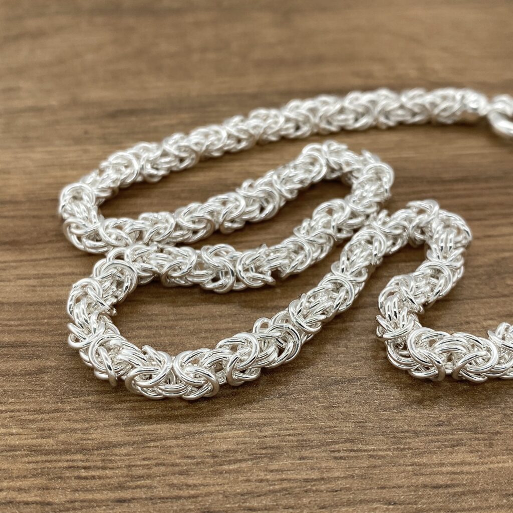 Silver Byzantine chain necklace.