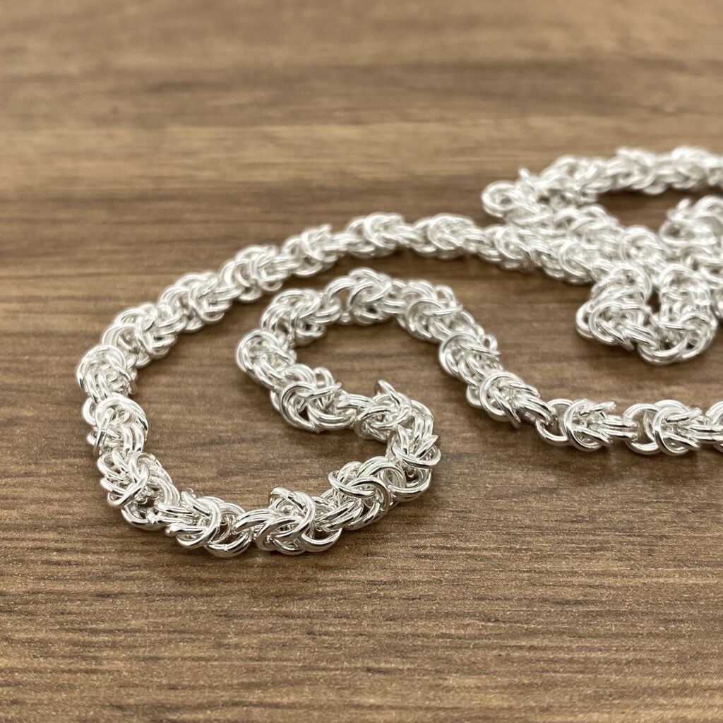 Silver Byzantine chain necklace jewelry.