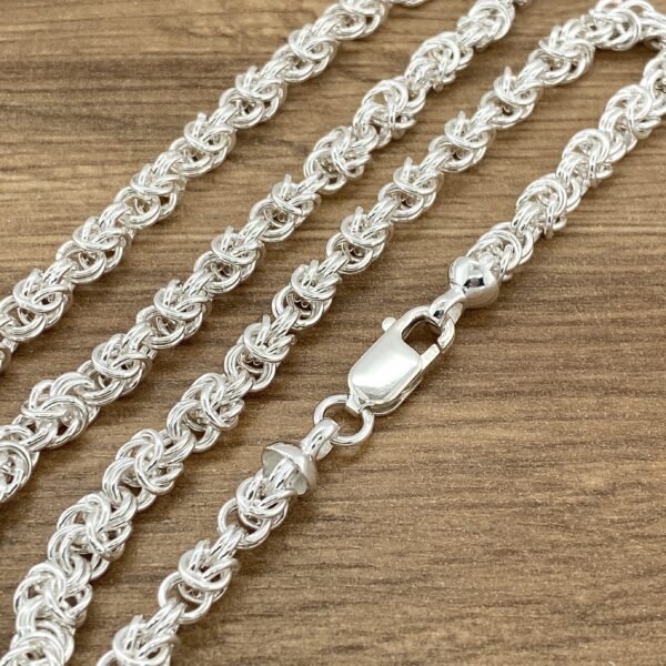 Silver Byzantine chain necklace.