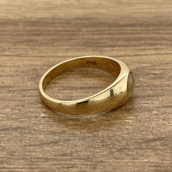 Gold signet ring with gemstone.
