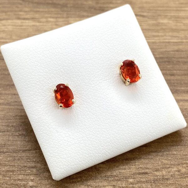 Fire Opal Oval Stud Earrings