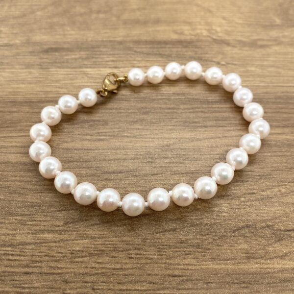 Pearl Strand Bracelet, White Akoya Cultured 6-6.5mm