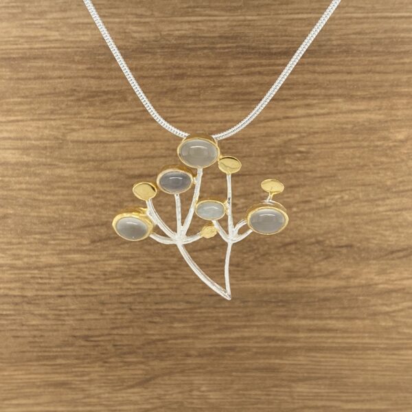 Silver and gold gemstone pendant necklace.