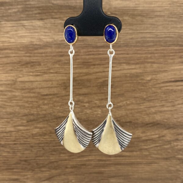 Lapiz lazuli and silver dangle earrings.