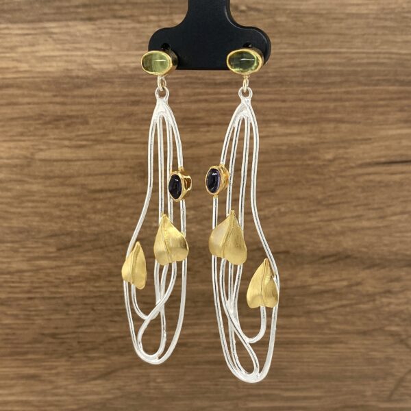 Elegant gold and silver leaf earrings.