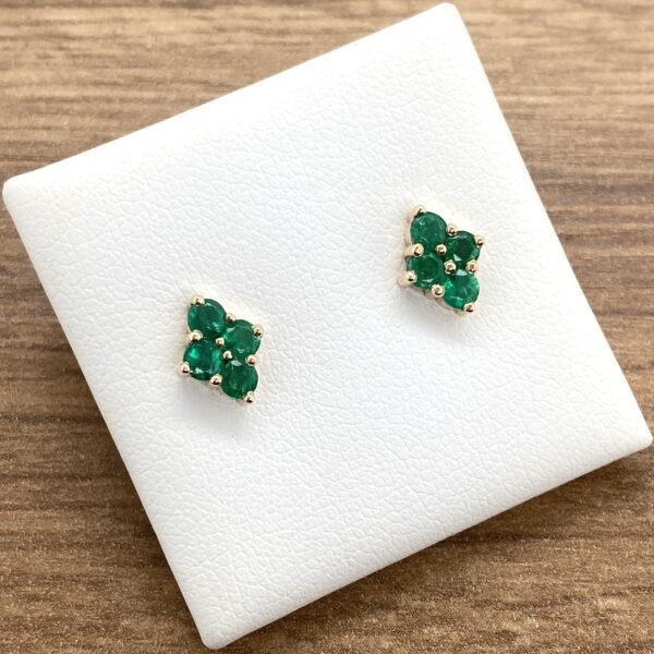 Emerald cluster gold stud earrings.